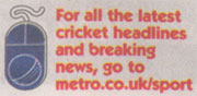 Cricket web promo in the Metro