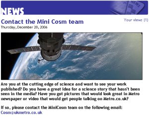 Metro's Minicosm appeal for science news online