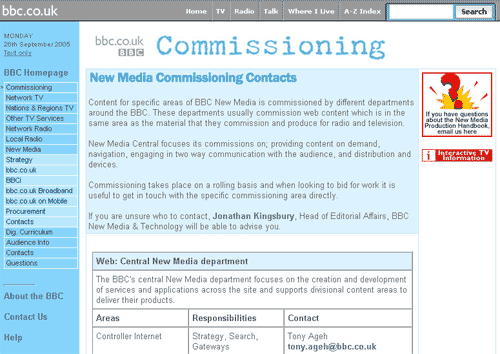 BBC News Media commissioning site