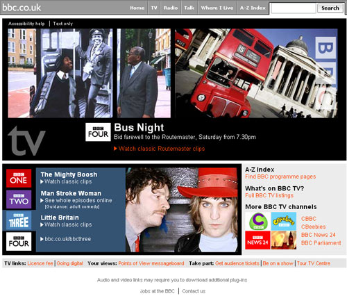 Re-launched BBC TV site