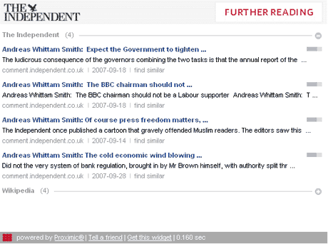 The Independent's Proximic widget