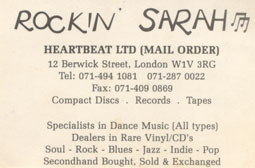 Rockin' Sarah business card