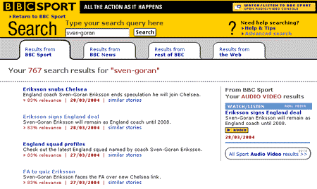 BBC Sport search results