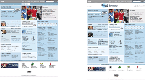 Before and after - BBCi becomes bbc.co.uk