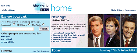 BBC homepage promotion for the Newsnight newsletter