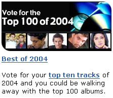 Asian Network homepage promo for the Top 100 of 2004 vote