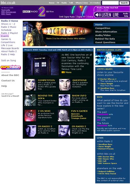BBC Radio 2's Doctor Who mini-site