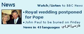 Coverage of the Pope's death on BBC.co.uk