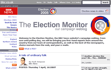 The BBC New's election weblog