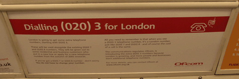 Dialling (020) 3 For London campaign advert from Ofcom on the Victoria Line
