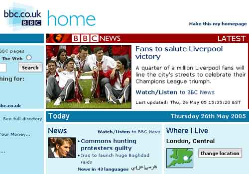 Breaking News about Liverpool's Victory paradee on the BBC.co.uk homepage