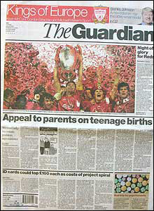 A badly scanned image of The Guardian 