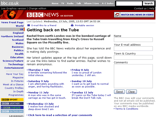 Rachel's diary on BBC News