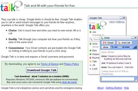 Google Talk download page