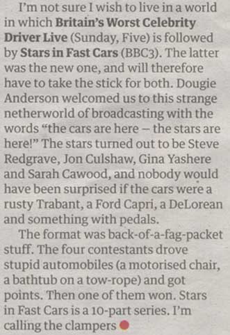 TV review in The Guardian using the red icon as a column stop