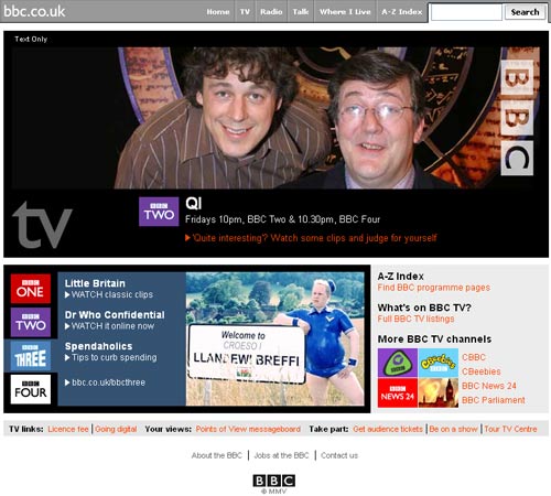 The new /tv design at BBC.co.uk
