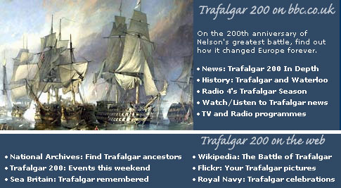 Trafalgar 200 on the BBC homepage