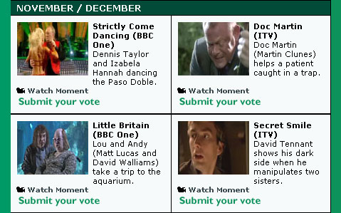 November and December's TV Moments nominations