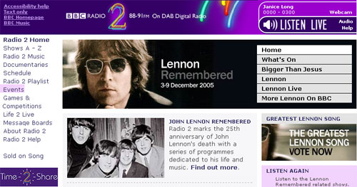 John Lennon vote promoted by BBC Radio 2