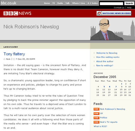 Nick Robinson's newslog screen capture