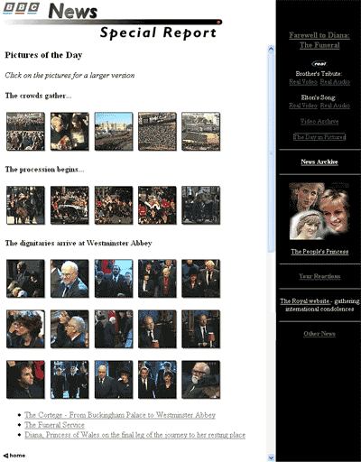 Picture Gallery on the BBC's Diana Remembered site from 1997