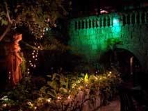 Courtyard inside Ristorante Savini at night