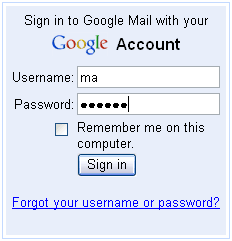 Google's Gmail login interface