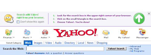 Yahoo!'s advert for the Firefox search toolbar