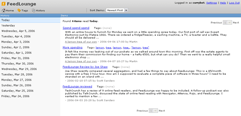 FeedLounge history view