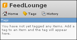 FeedLounge states that no items have been tagged