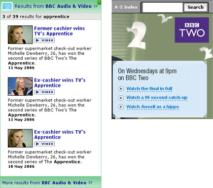 This stream of The Apprentice and the catch-up clips were not available from the search A/V results