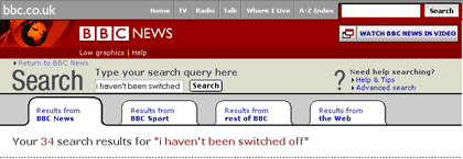 Old BBC News search interface