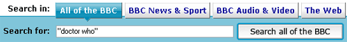 Redesigned BBC search tabs