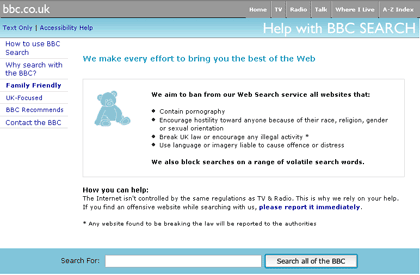Old BBC News search interface