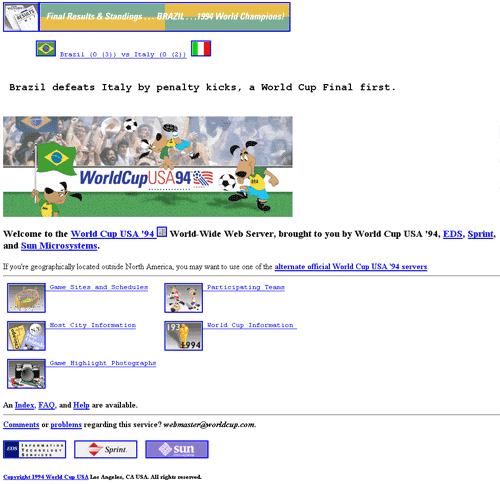 USA 94 World Cup homepage