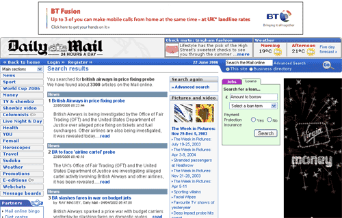 Daily Mail search results page