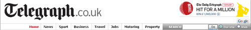The Telegraph online masthead with search box