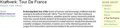 Lycos Retriever Kraftwerk: Tour de France page