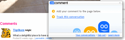 coComment's track this conversation pop-up