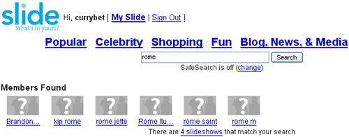 Slide member search