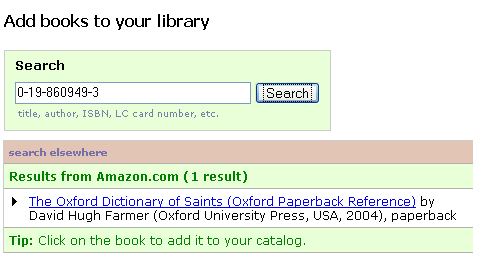 Adding a book to Library Thing