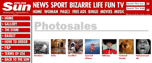 The Sun Photo Sales site