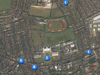 Flickr map of Walthamstow featuring the Town Hall, athletics track, and my old house