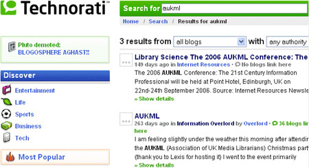 Technorati AUKML links