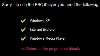 iPlayer error message