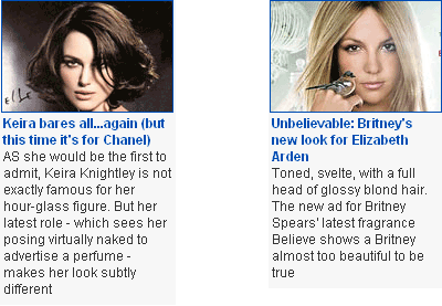 Daily Mail stories about Britney and Keira