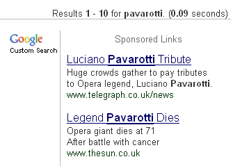Pavarotti adverts