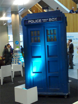 The TARDIS and a Dalek