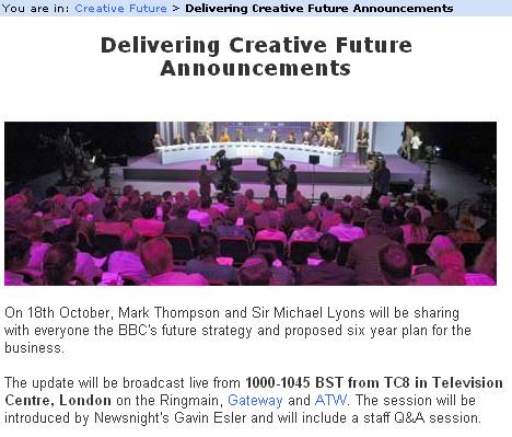 BBC cuts programme announced on the intranet