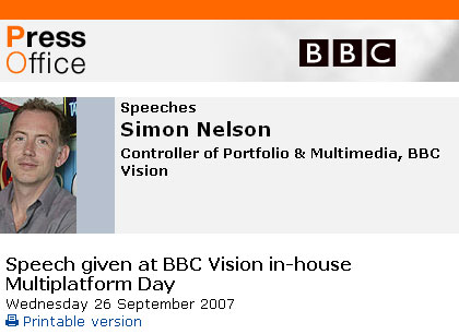 Simon Nelson on the BBC Press Office site